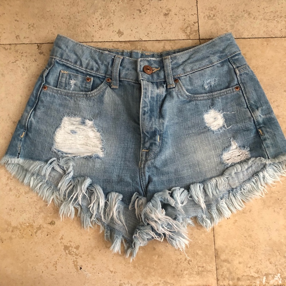 high waisted denim shorts